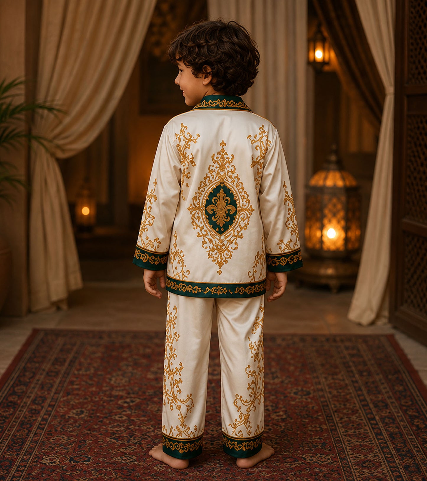 Golden Majesty Luxe Pure Cotton Printed Nightsuit Set