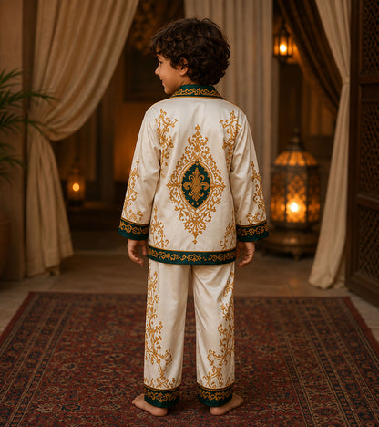 Golden Majesty Luxe Pure Cotton Printed Nightsuit Set