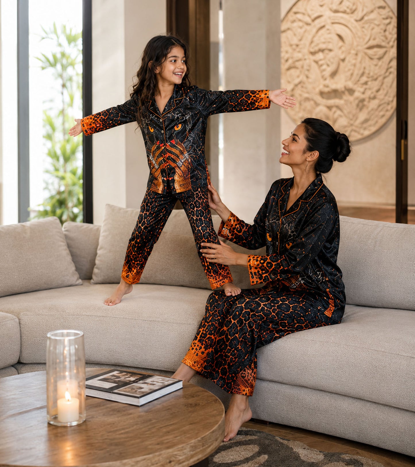 Midnight Panther Luxe Mom & Me Matching Lounge Set