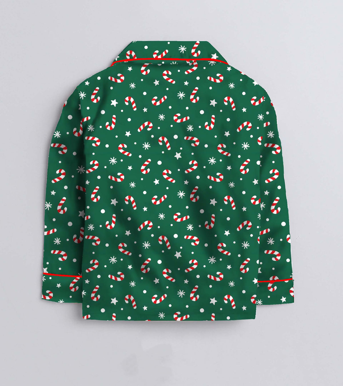 Green Christmas Theme Cotton Christmas Printed Nightsuit Set