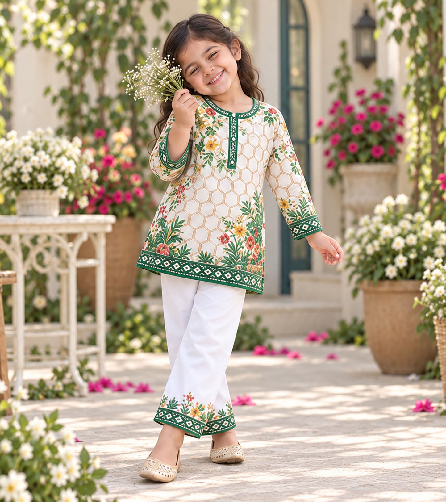 Green Meadow Girls Pyjama Kurta Set