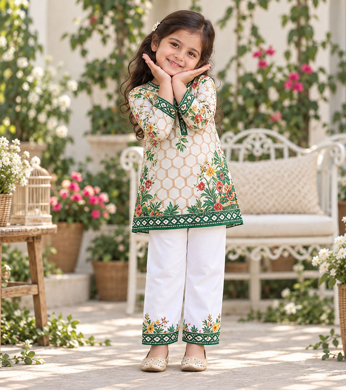 Green Meadow Girls Pyjama Kurta Set
