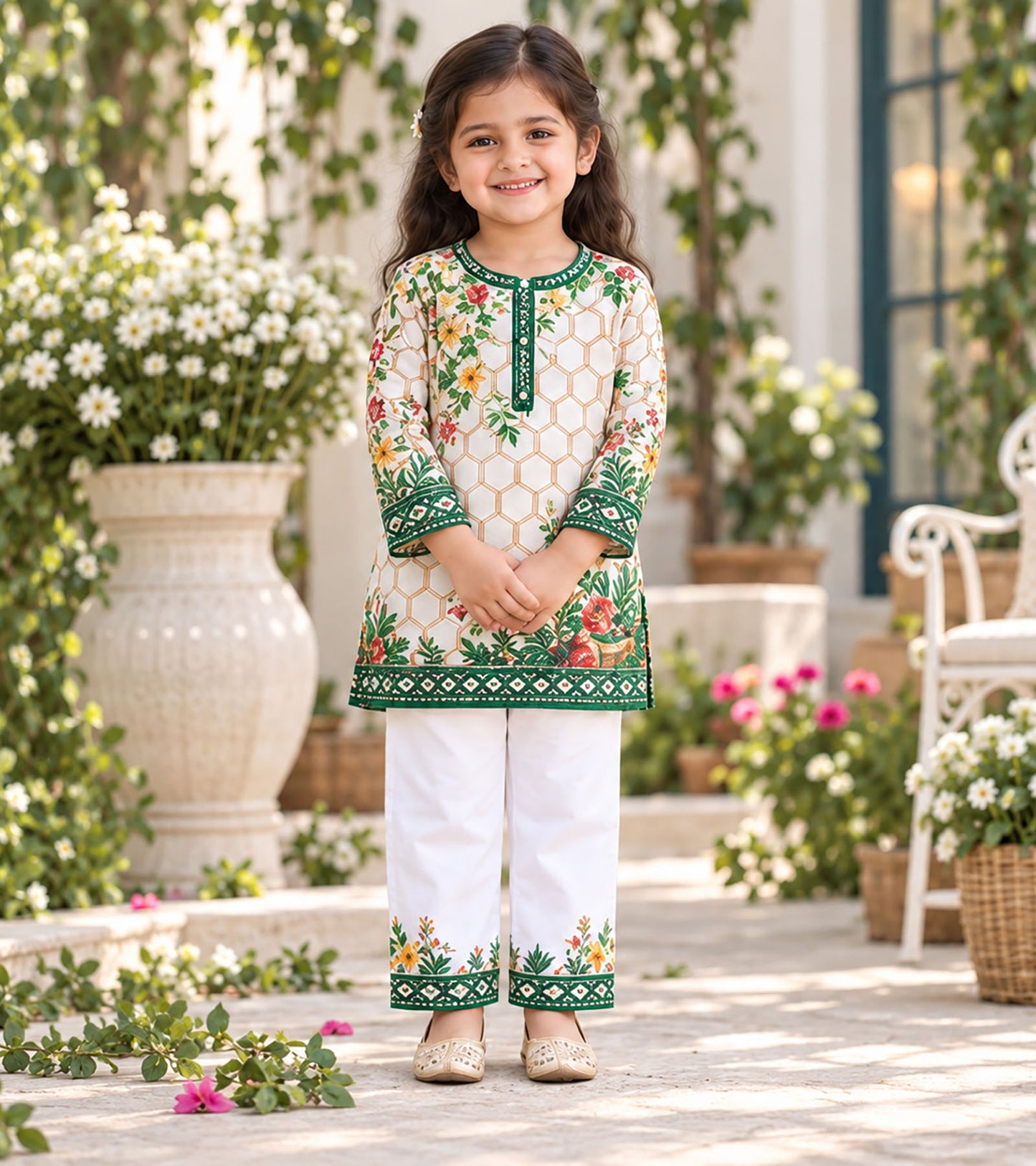 Green Meadow Girls Pyjama Kurta Set