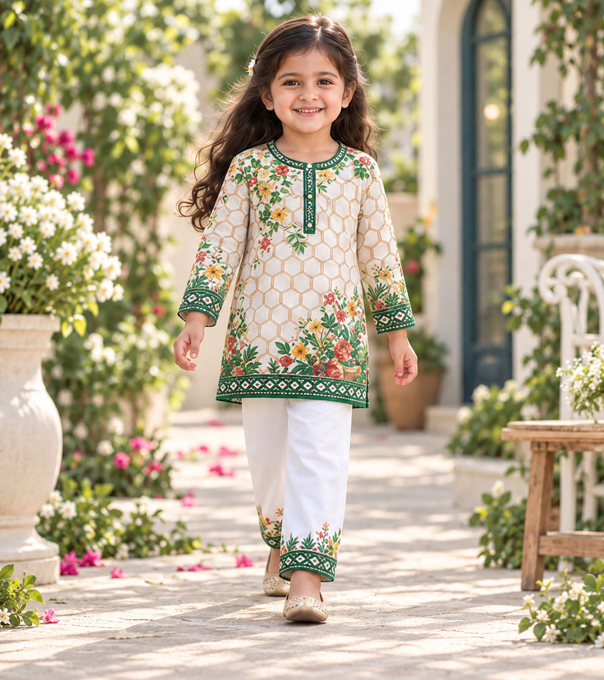 Green Meadow Girls Pyjama Kurta Set