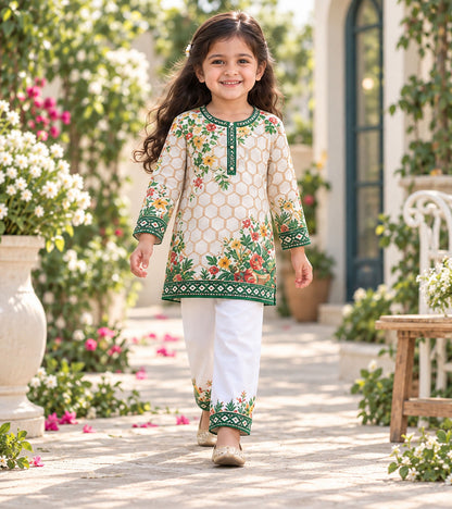 Green Meadow Girls Pyjama Kurta Set