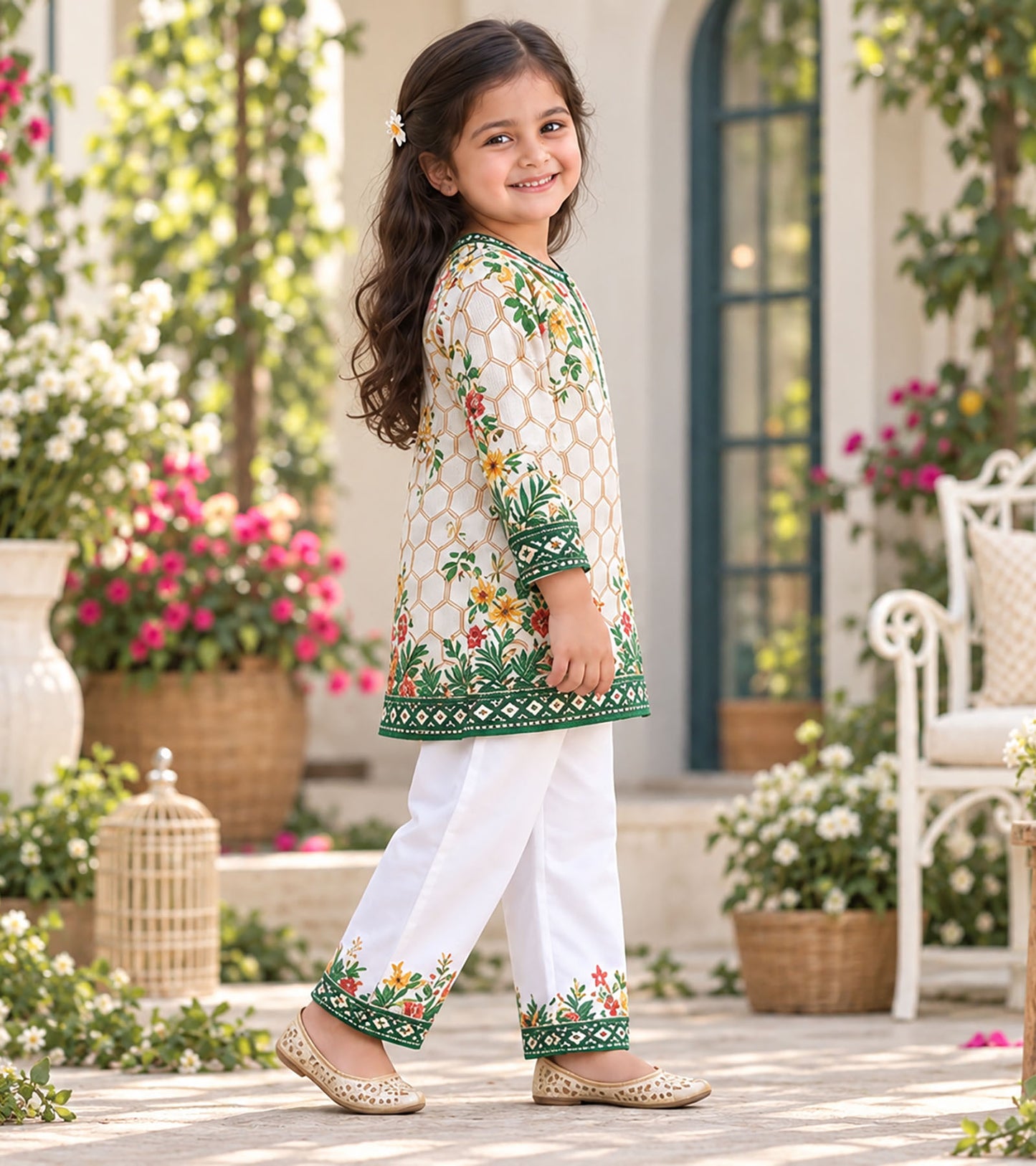 Green Meadow Girls Pyjama Kurta Set