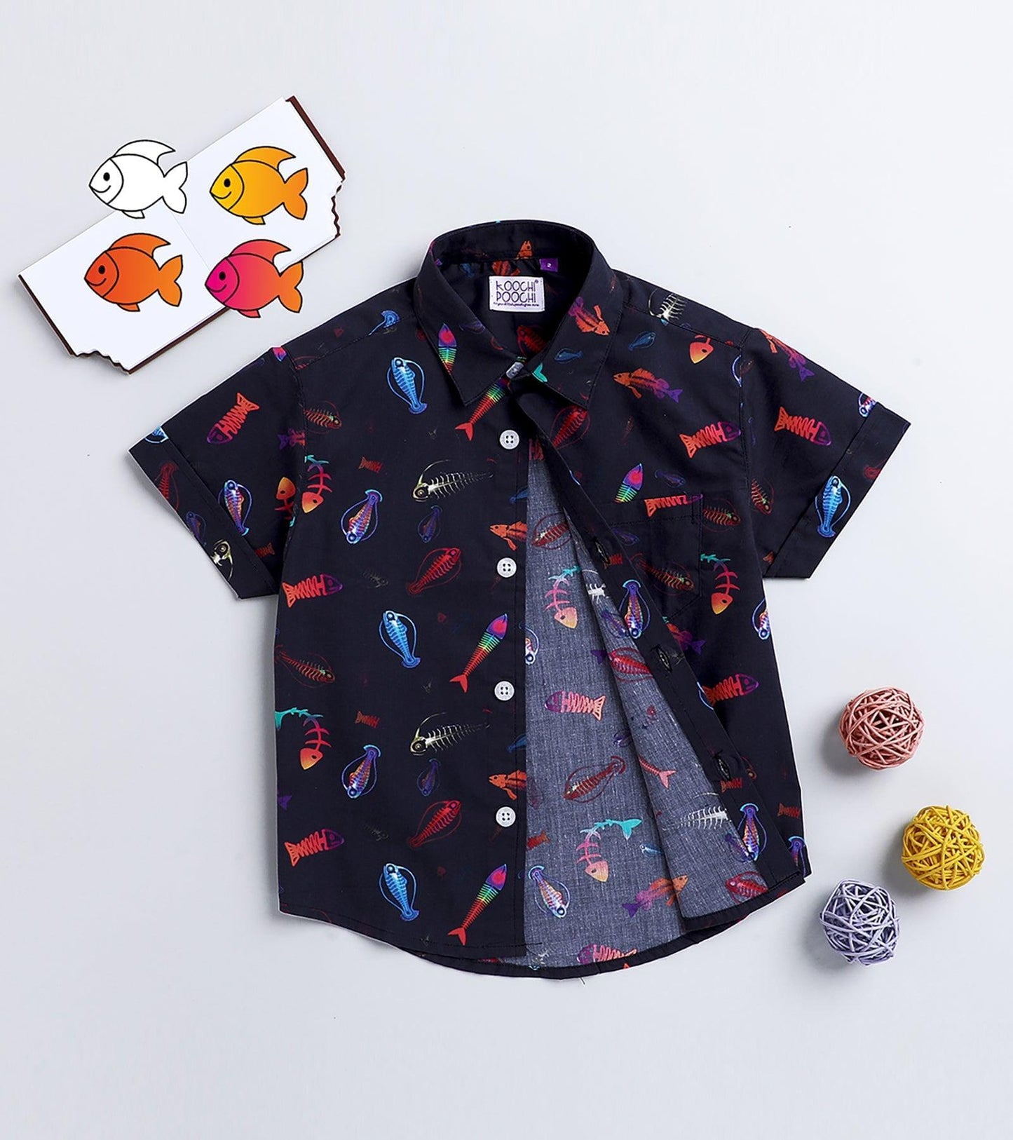 Black Fish Printed Half Sleeve Shirt