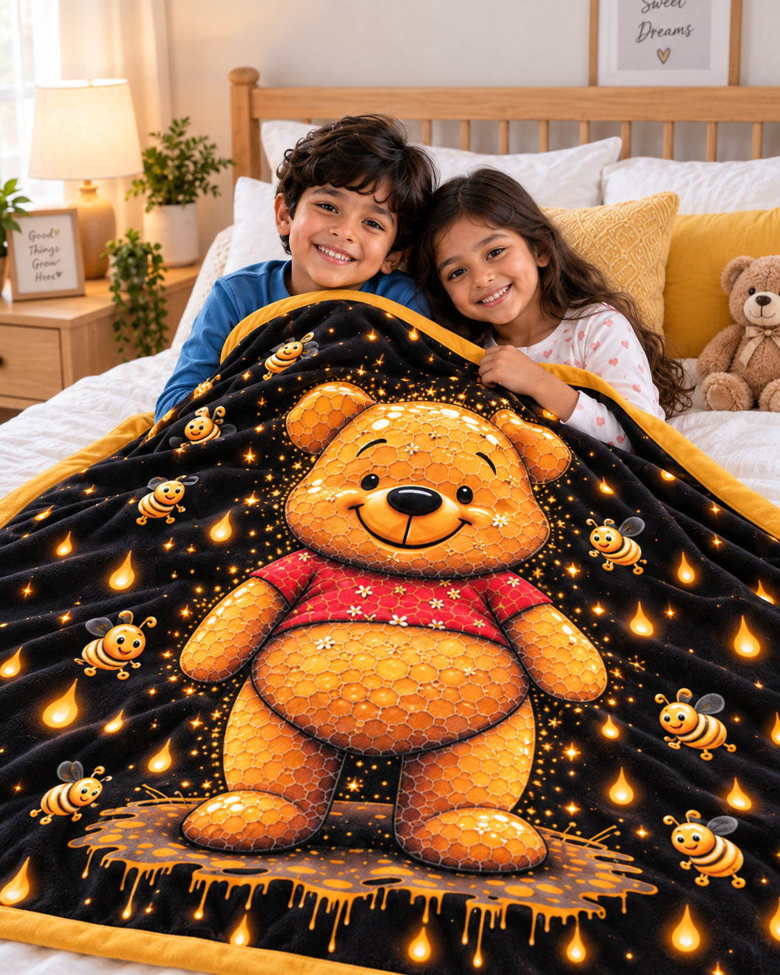Honey Bear Dreams Pure Cotton Blanket