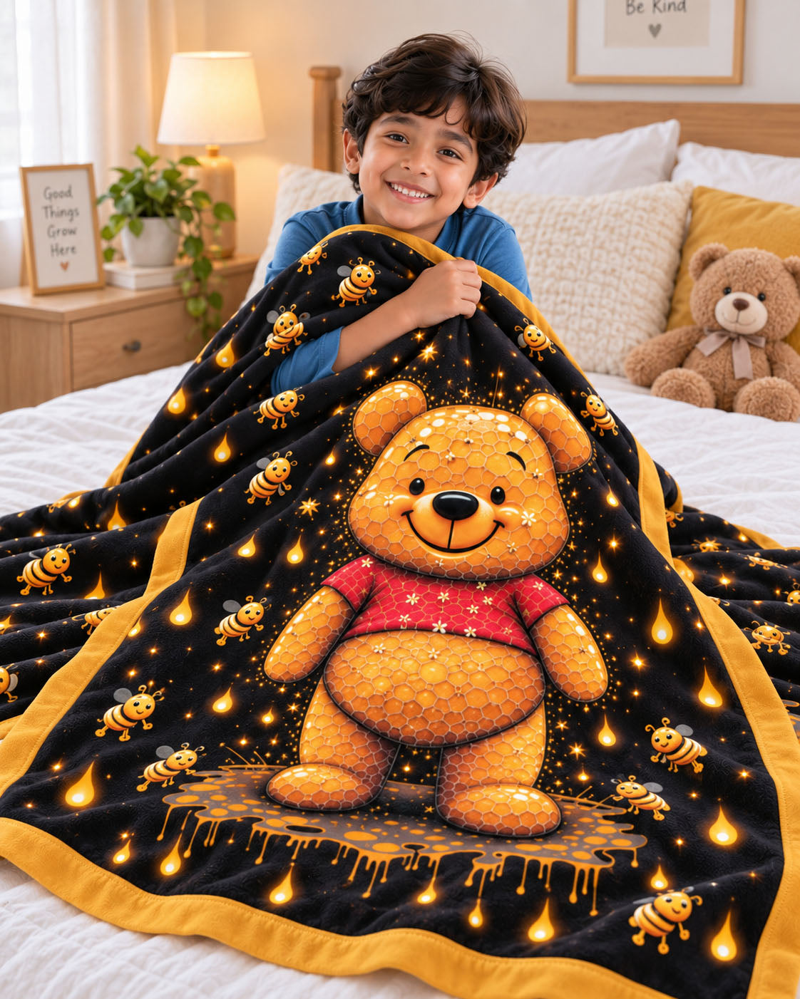 Honey Bear Dreams Pure Cotton Blanket