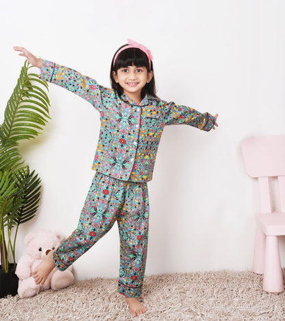 Indiana Motif Printed Girls Nightsuit Set