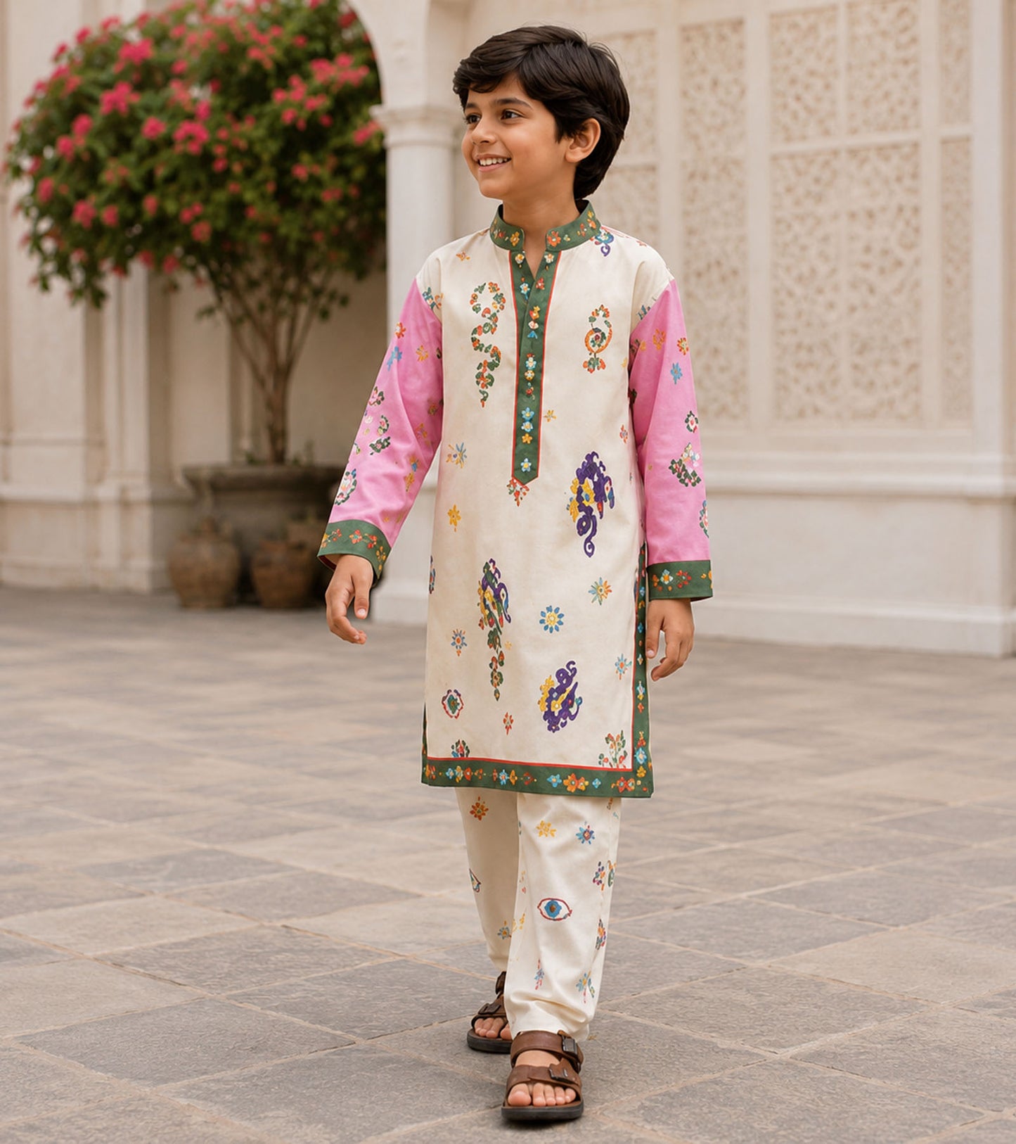 Ivory Blossom Festive Pure Cotton Kurta Set