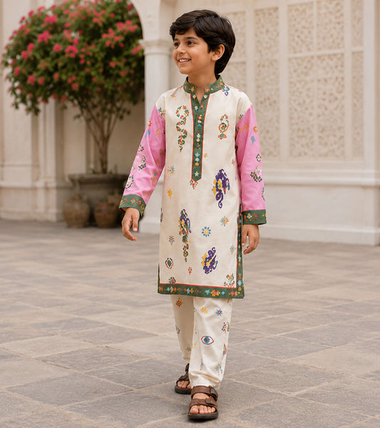 Ivory Blossom Festive Pure Cotton Kurta Set