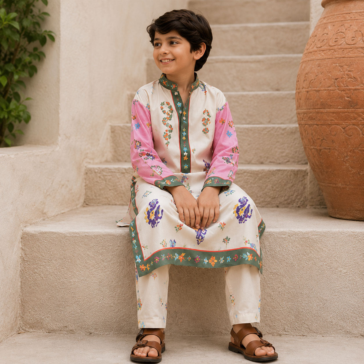 Ivory Blossom Festive Pure Cotton Kurta Set