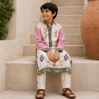 Ivory Blossom Festive Pure Cotton Kurta Set
