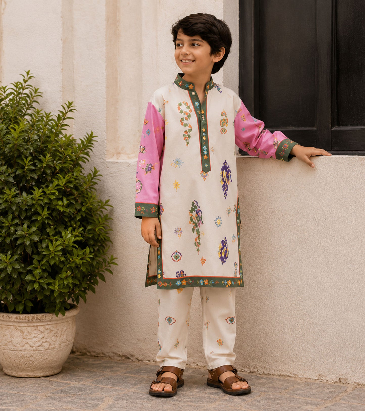 Ivory Blossom Festive Pure Cotton Kurta Set