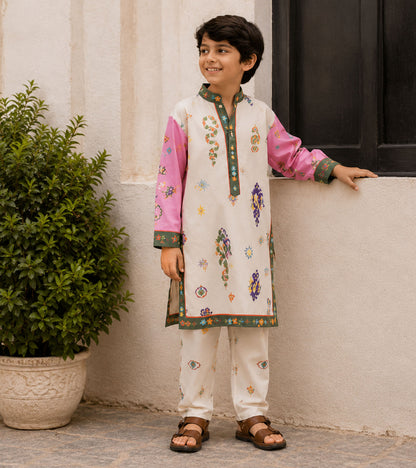 Ivory Blossom Festive Pure Cotton Kurta Set