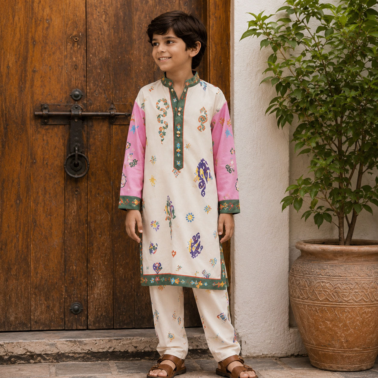 Ivory Blossom Festive Pure Cotton Kurta Set