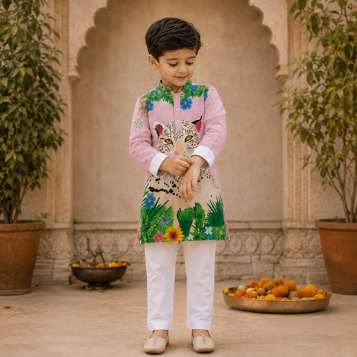 Jungle Majesty Festive Pure Cotton Kurta Set