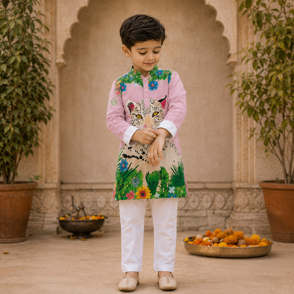Jungle Majesty Festive Pure Cotton Kurta Set