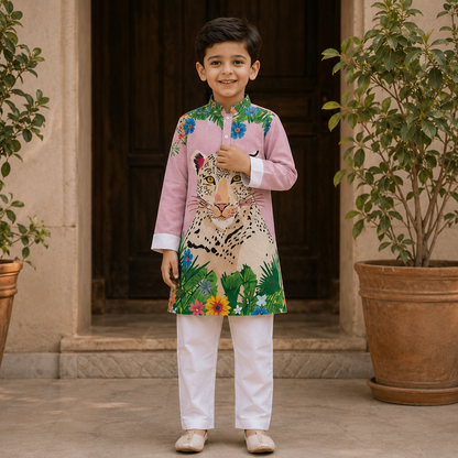 Jungle Majesty Festive Pure Cotton Kurta Set