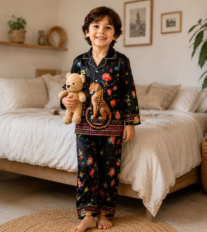Jungle Noir Luxe Pure Cotton Printed Nightsuit Set