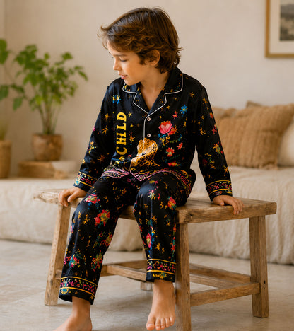 Jungle Noir Luxe Pure Cotton Printed Nightsuit Set