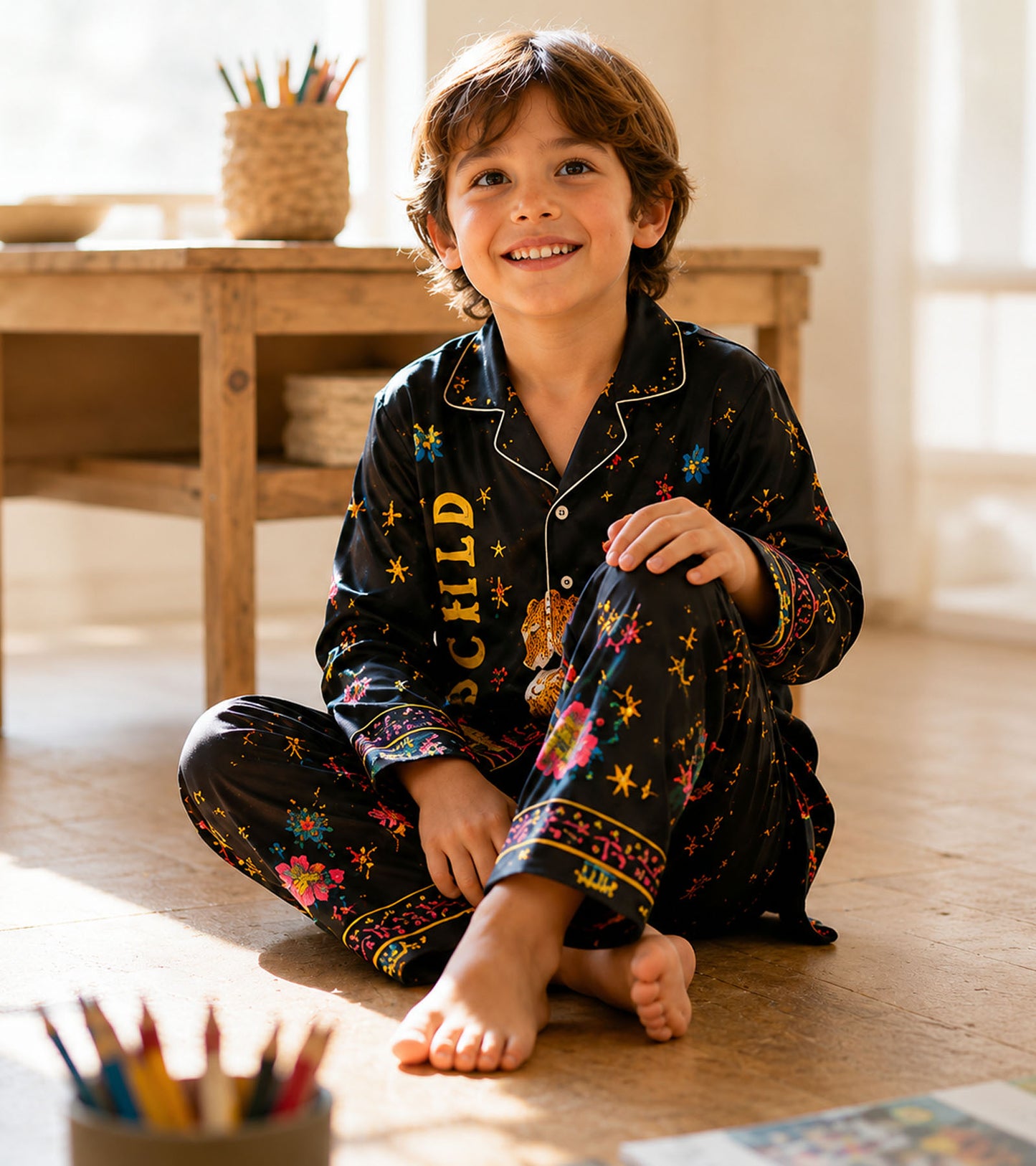 Jungle Noir Luxe Pure Cotton Printed Nightsuit Set