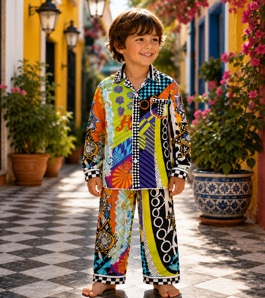 Kaleidoscope Dreams Luxe Pure Cotton Printed Nightsuit Set