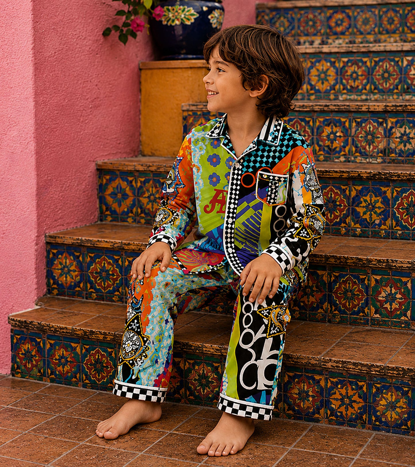 Kaleidoscope Dreams Luxe Pure Cotton Printed Nightsuit Set