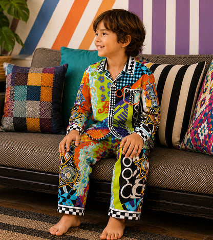 Kaleidoscope Dreams Luxe Pure Cotton Printed Nightsuit Set
