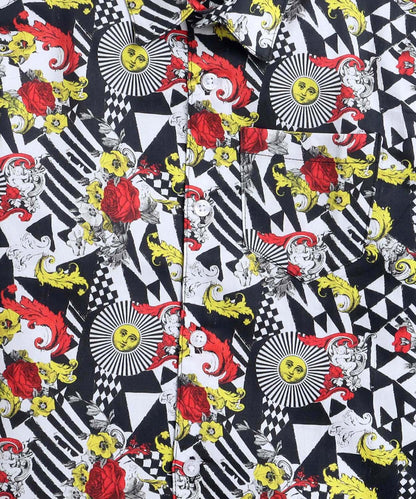 Latchet Print Pure Cotton Half Sleeve Shirt For Boys