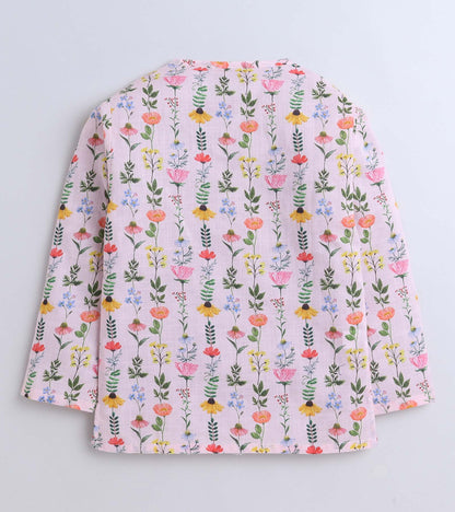 Leaf & Floral Printed Pyjama Kurta Set