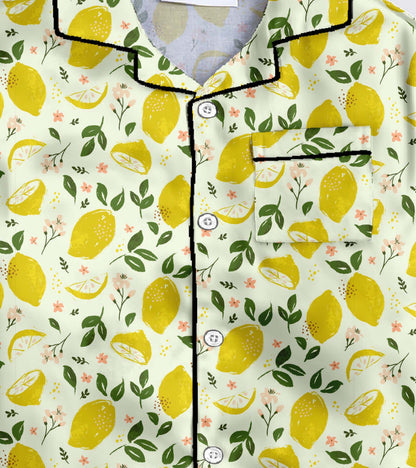 Lemon Printed Girls Pure Cotton Nightsuit Set