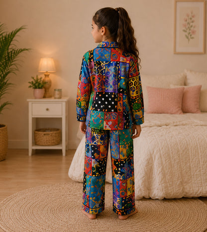 Leopard Pop Printed Girls Pure Cotton Nightsuit Set