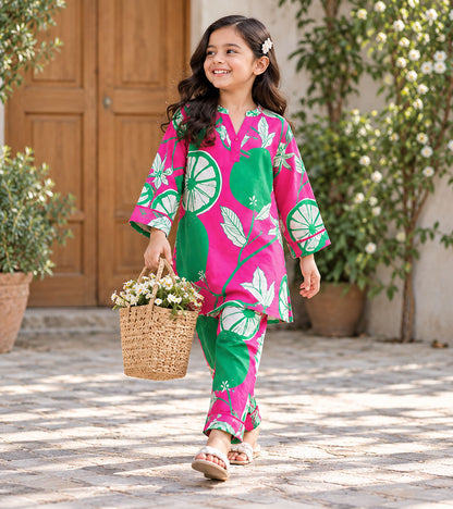 Lime Pop Girls Pyjama Kurta Set