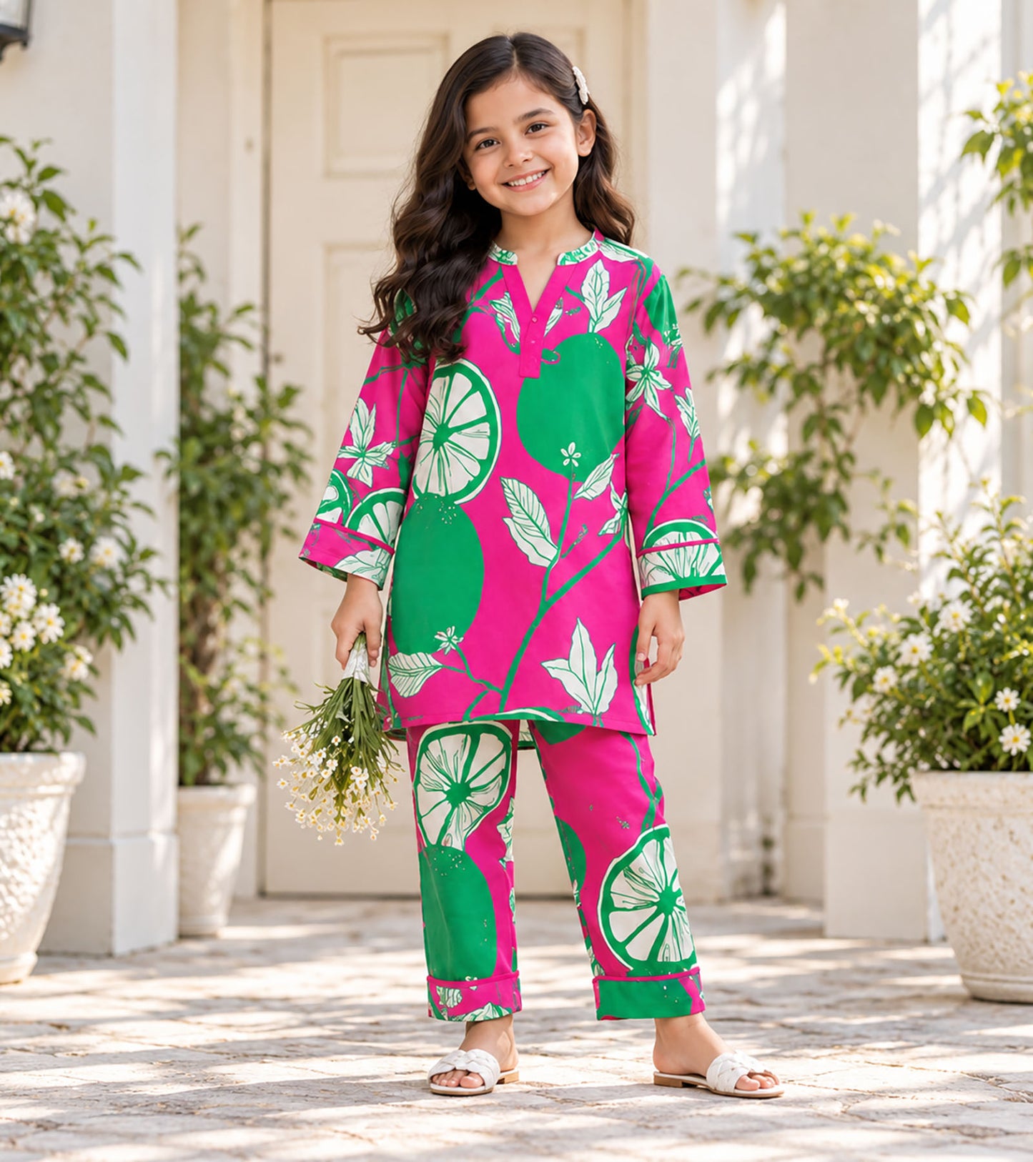 Lime Pop Girls Pyjama Kurta Set