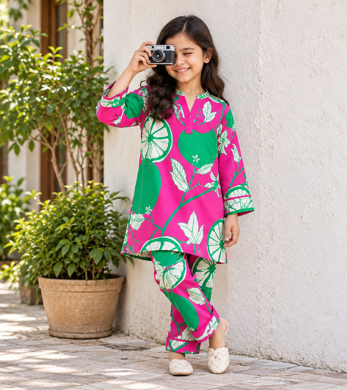 Lime Pop Girls Pyjama Kurta Set