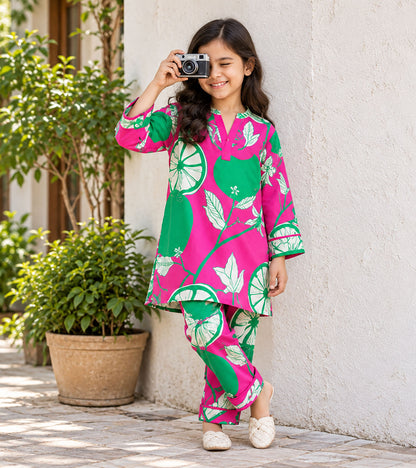 Lime Pop Girls Pyjama Kurta Set