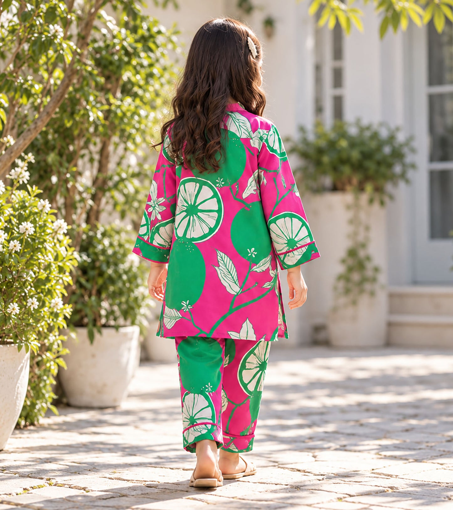 Lime Pop Girls Pyjama Kurta Set