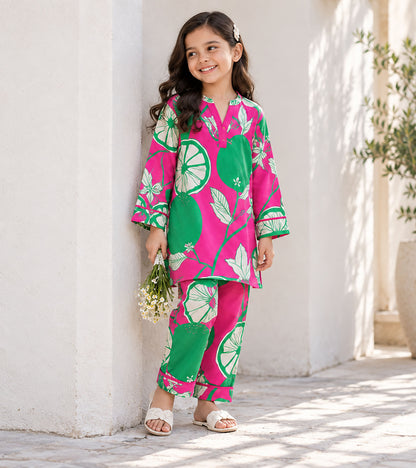 Lime Pop Girls Pyjama Kurta Set