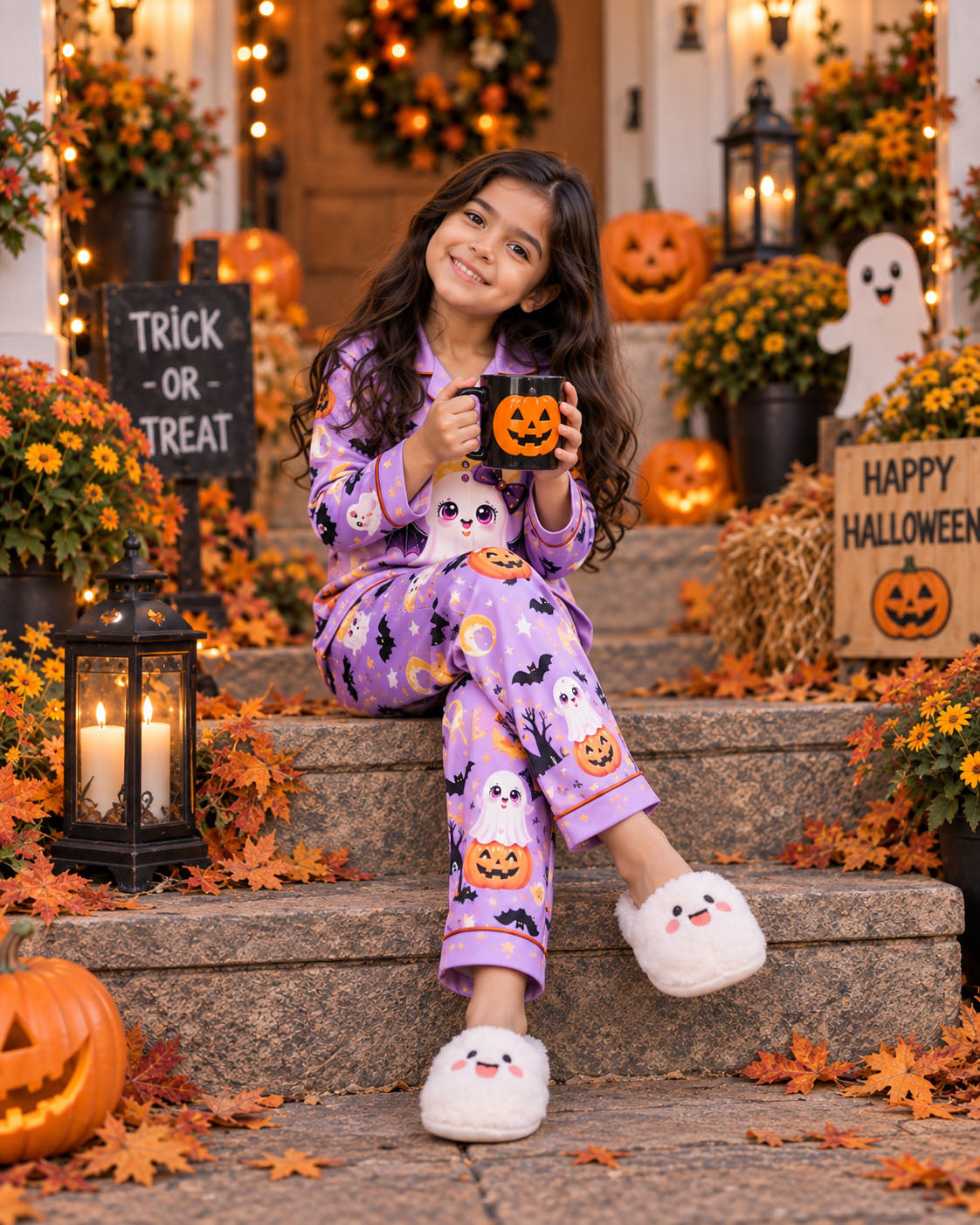 Little Boo Halloween Pure Cotton Printed Pajama Set