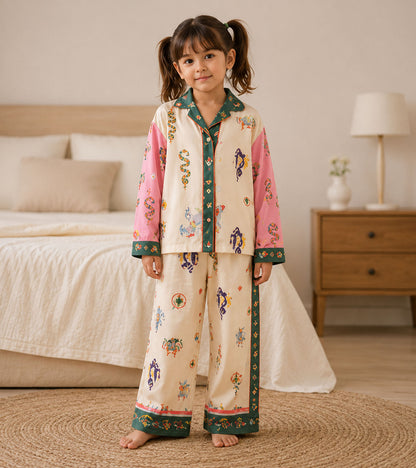 Little Fairy Tale Printed Girls Pure Cotton Nightsuit Set