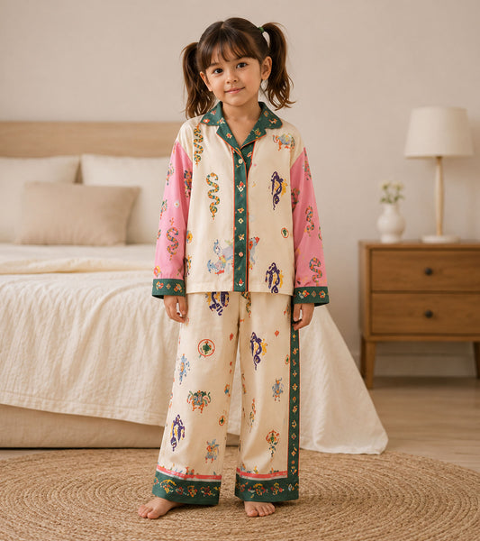 Little Fairy Tale Printed Girls Pure Cotton Nightsuit Set