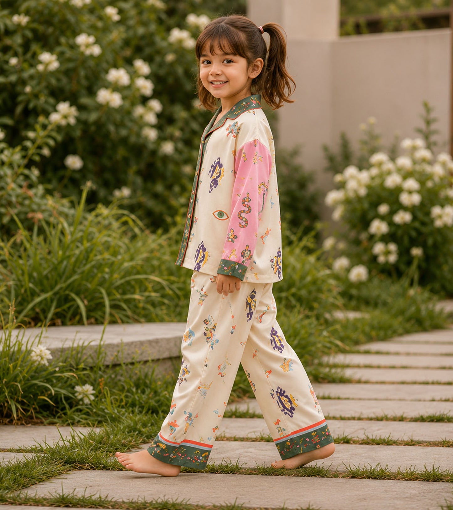 Little Fairy Tale Printed Girls Pure Cotton Nightsuit Set