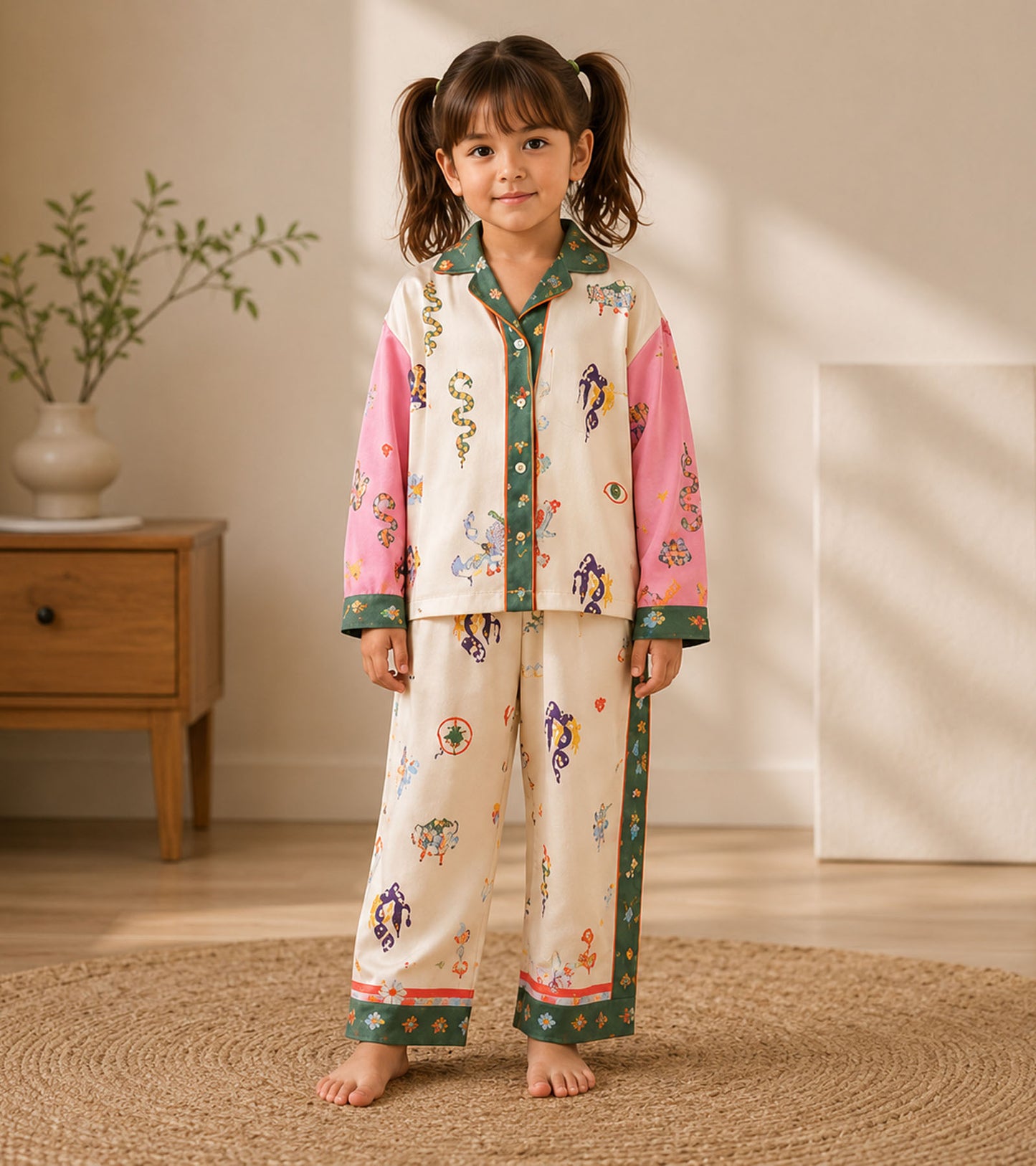 Little Fairy Tale Printed Girls Pure Cotton Nightsuit Set