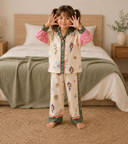 Little Fairy Tale Printed Girls Pure Cotton Nightsuit Set