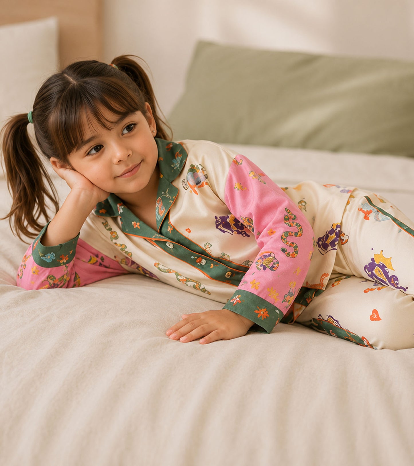 Little Fairy Tale Printed Girls Pure Cotton Nightsuit Set