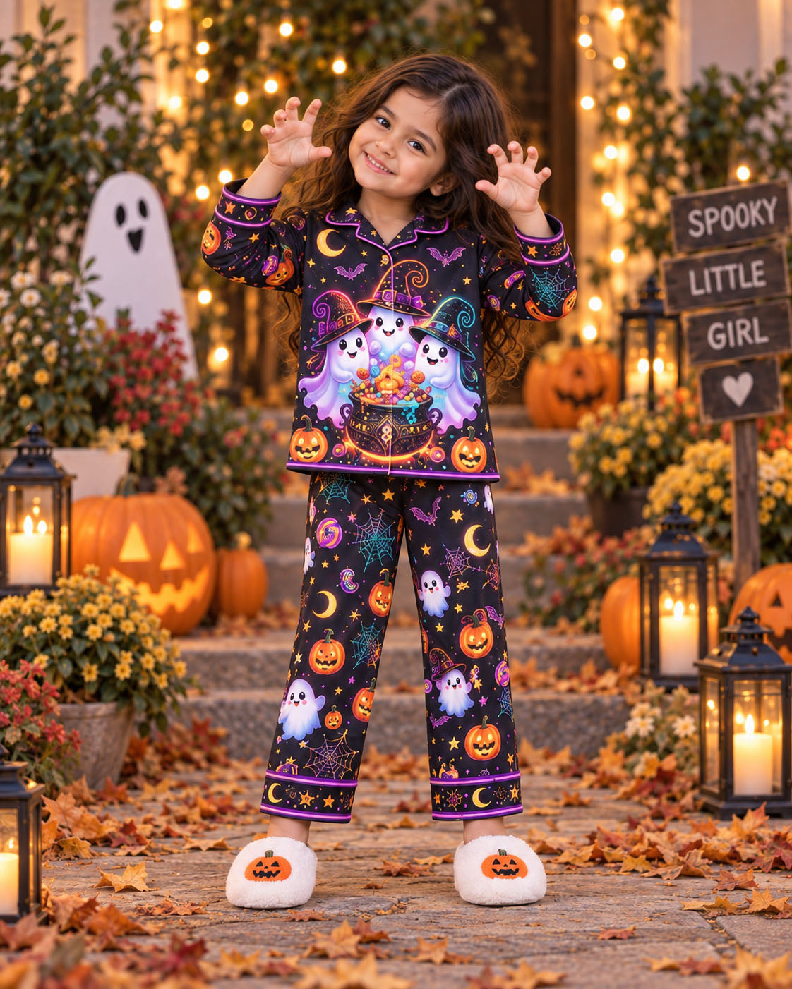 Little Ghosts Halloween Pure Cotton Printed Pajama Set