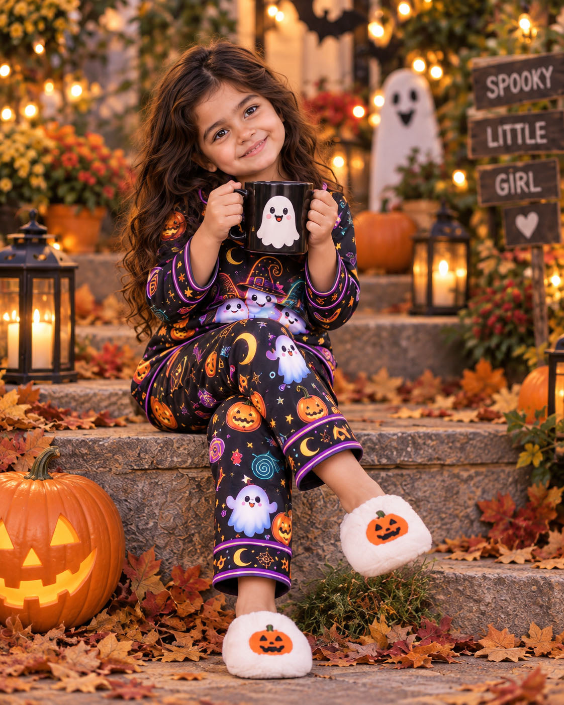 Little Ghosts Halloween Pure Cotton Printed Pajama Set