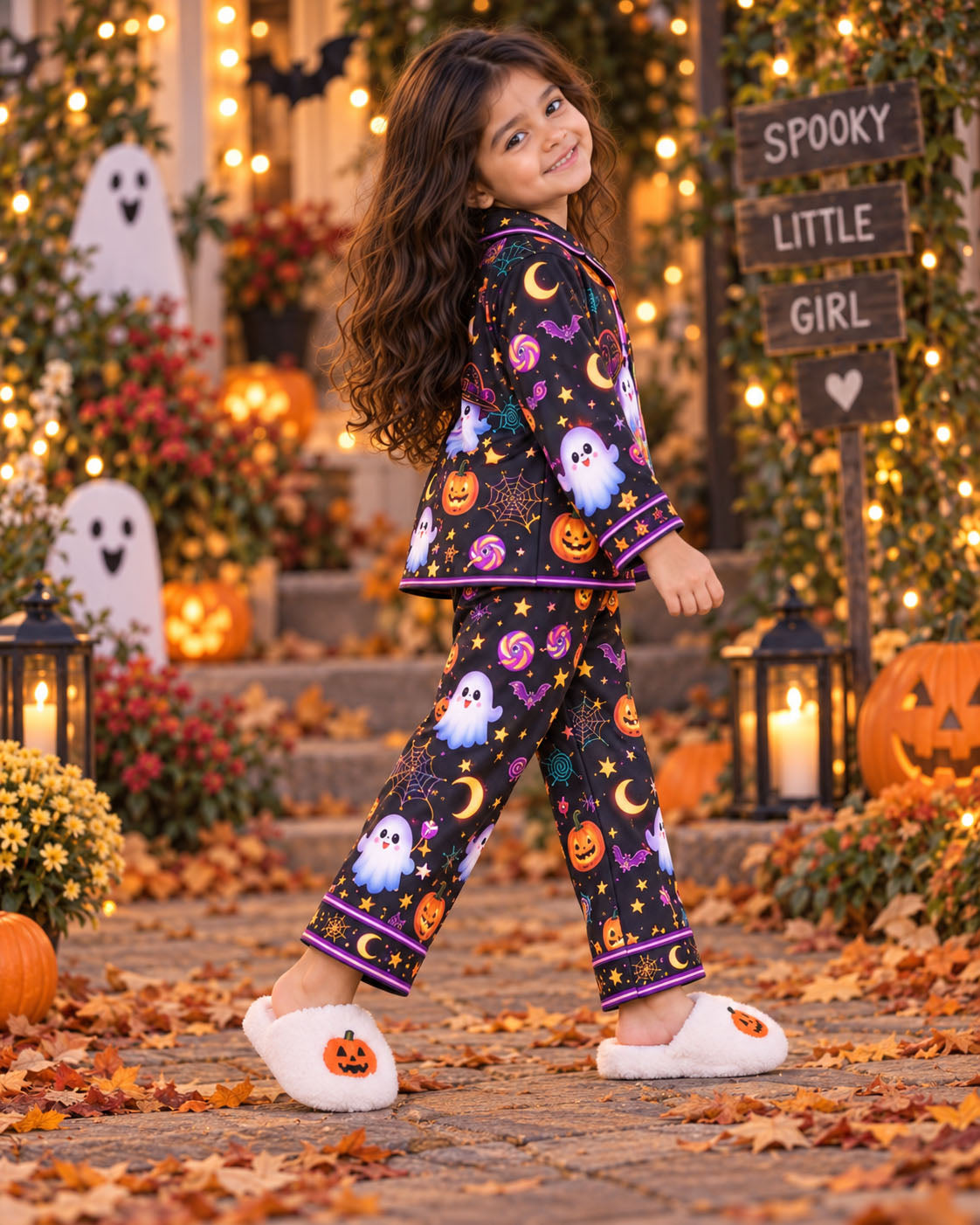 Little Ghosts Halloween Pure Cotton Printed Pajama Set